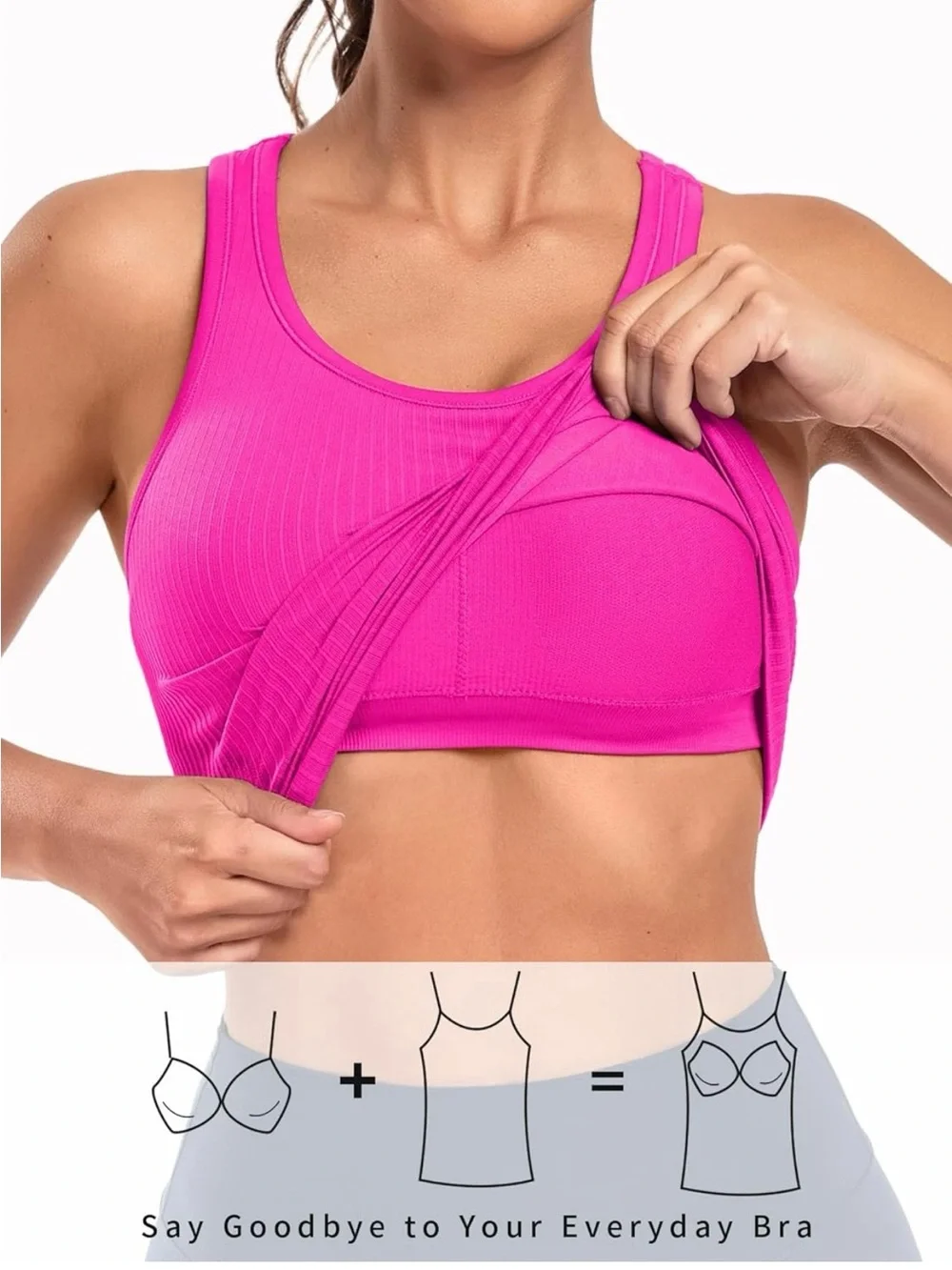 Red Ribbed Racerback Crop Tank Top - Picture 4 of 7